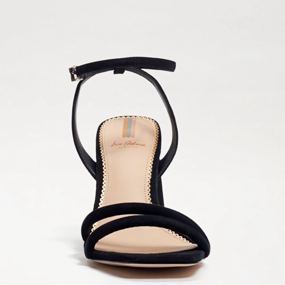 Sam Edelman Black Suede Strappy Block Heel Sandals - Picture 3 of 10